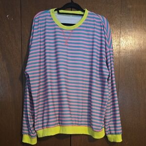 Oversized Striped Neon Crewneck Sweatshirt